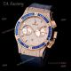 Hublot Big Bang Rose Gold Diamonds Swiss Replica Watches With Blue Diamond Bezel (3)_th.jpg